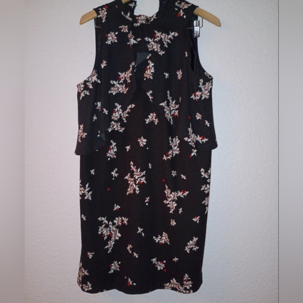 Floral Black Sleeveless Lined Summer Dress